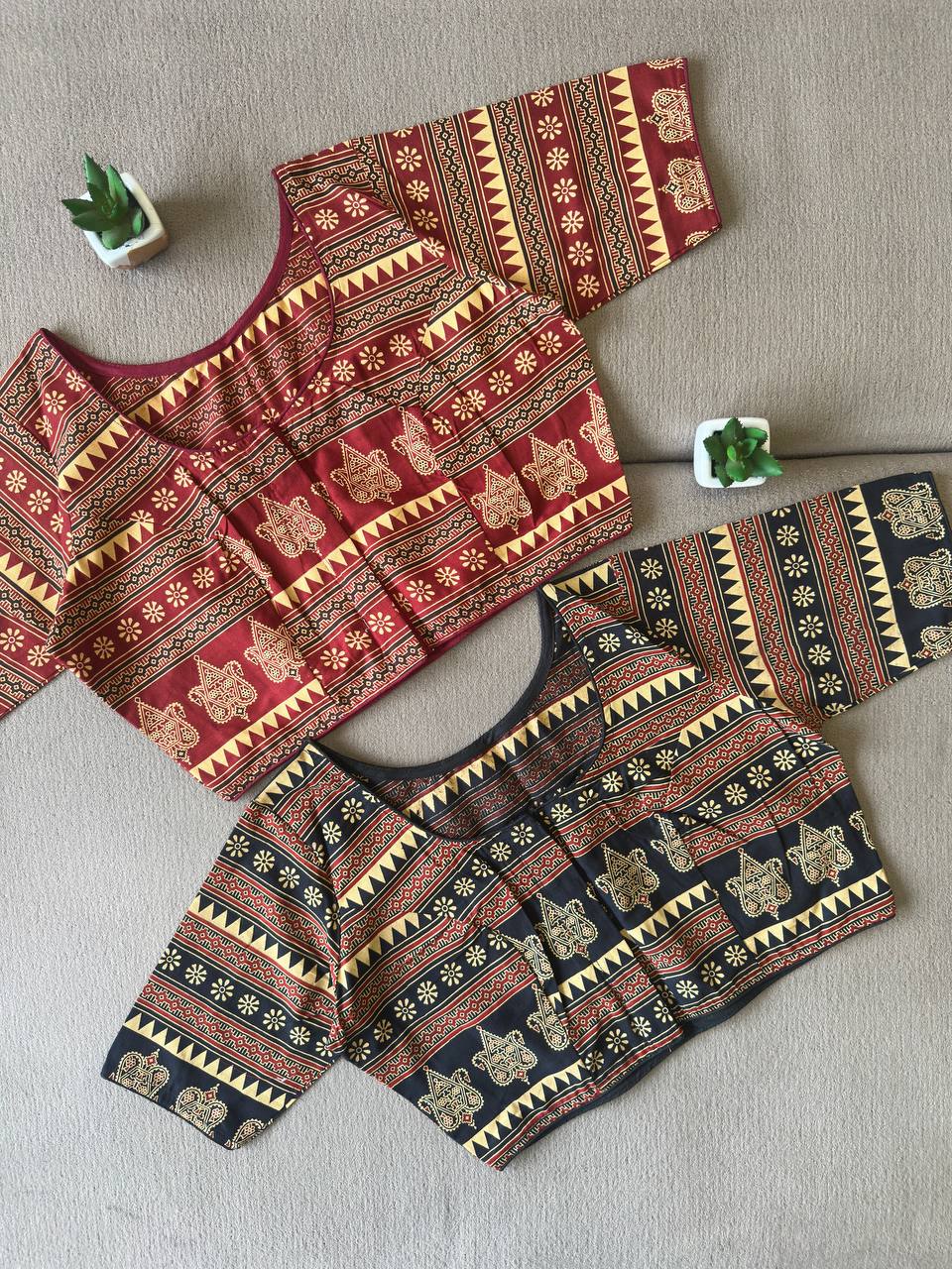 Ajrak Handblock Cotton Blouse