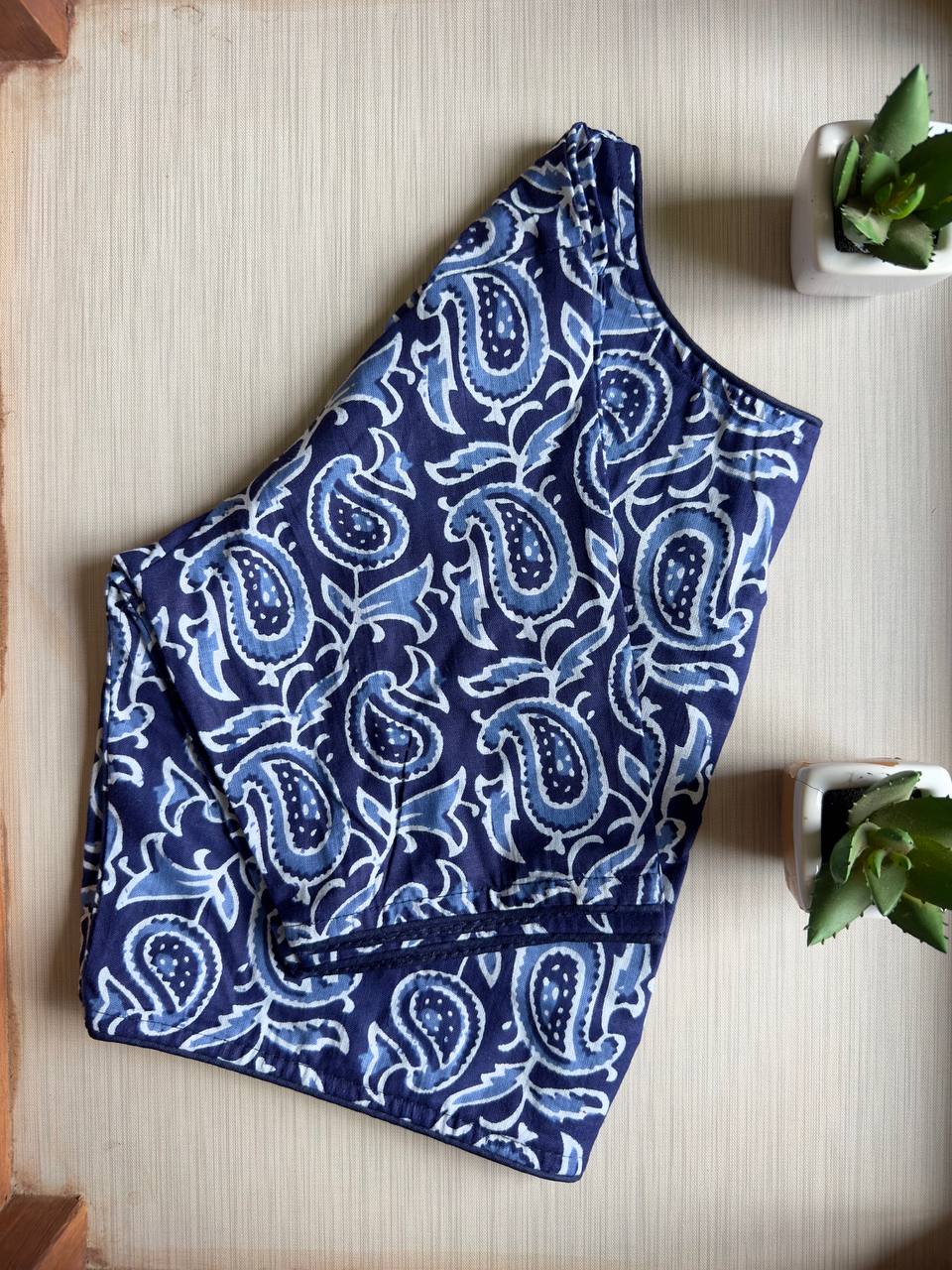 Bagru Indigo - Handblock Cotton Blouse
