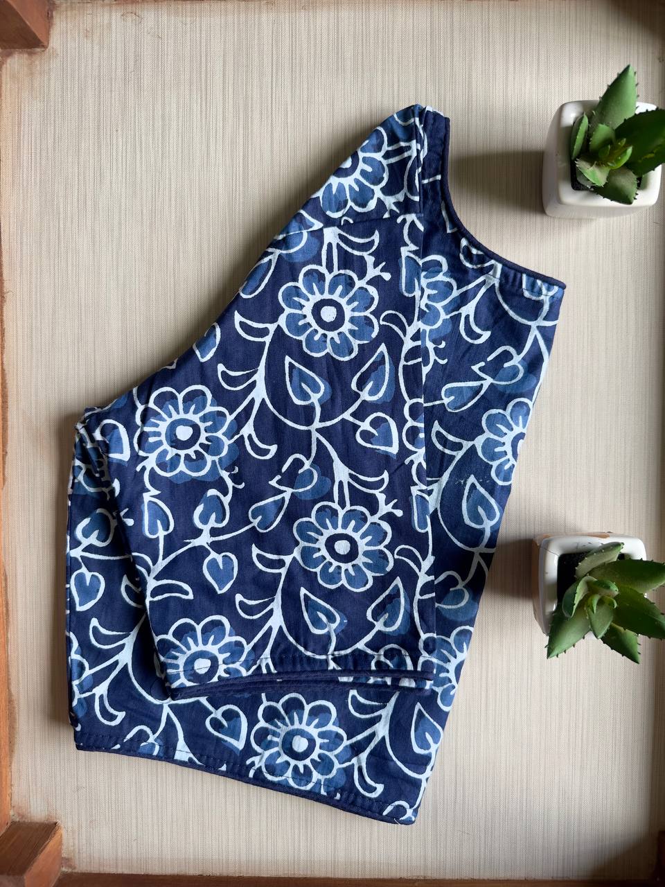 Bagru Indigo - Handblock Cotton Blouse