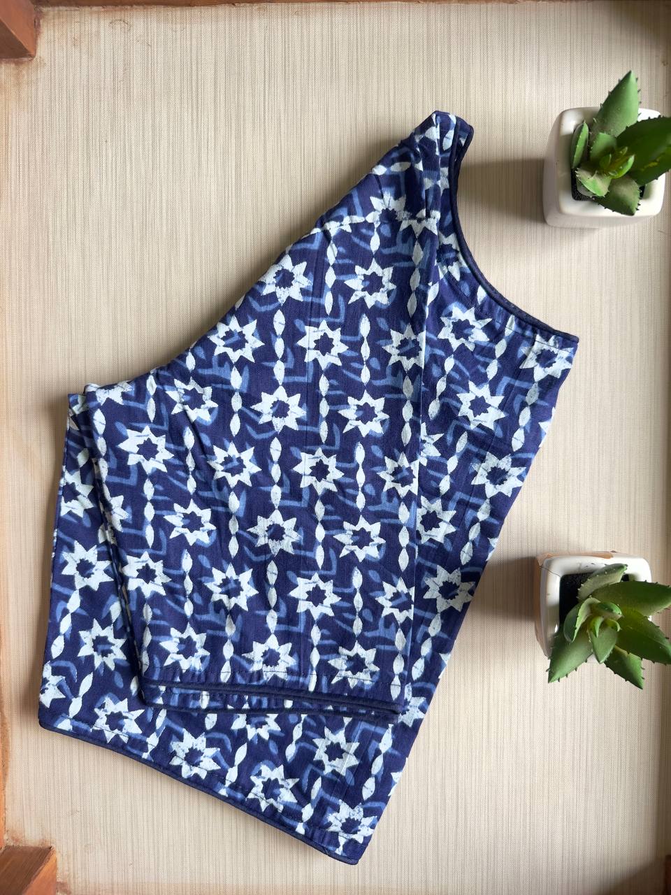 Bagru Indigo - Handblock Cotton Blouse