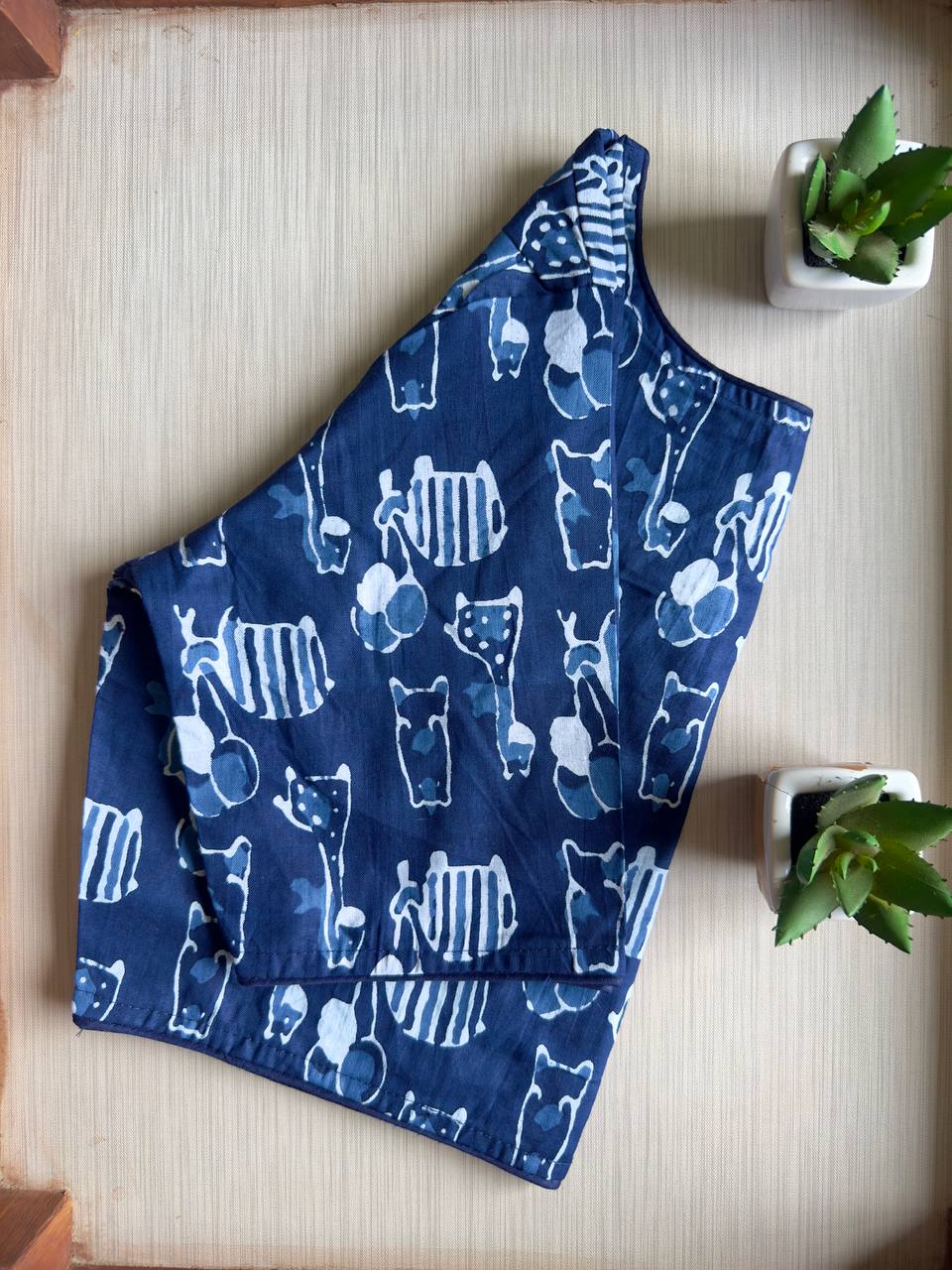 Bagru Indigo - Handblock Cotton Blouse