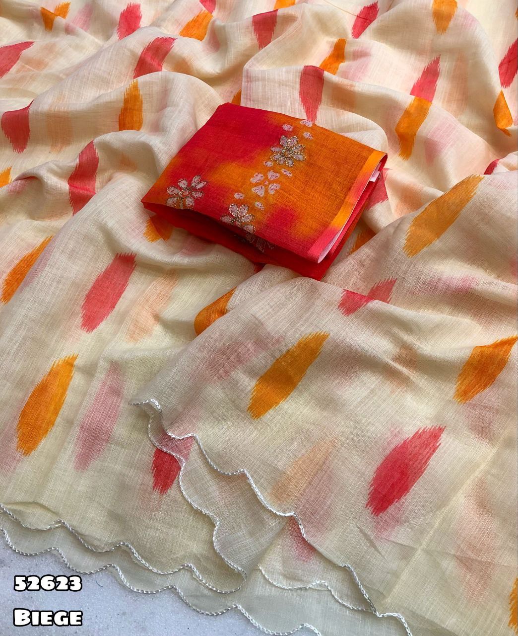 Zentra - Soft Lenin Saree