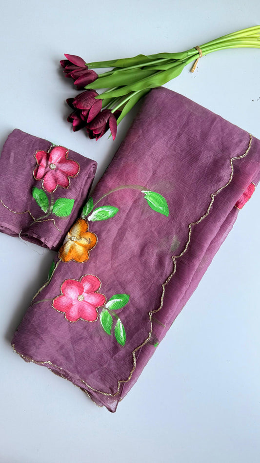 Zahra - Chiffon Crush Saree