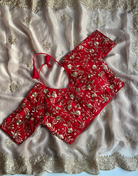 Ivory Flame - Moss Fabric | Stitched Blouse