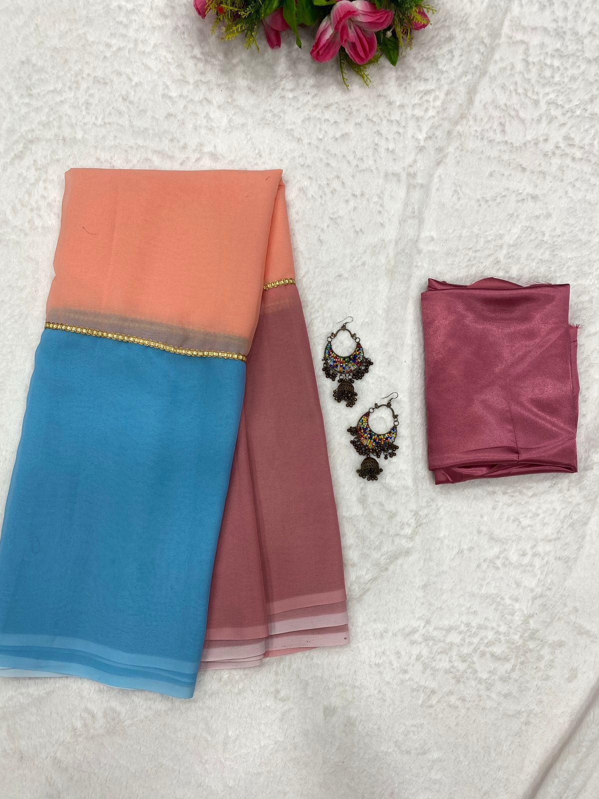 Triple Hue - Smooth Georgette Saree