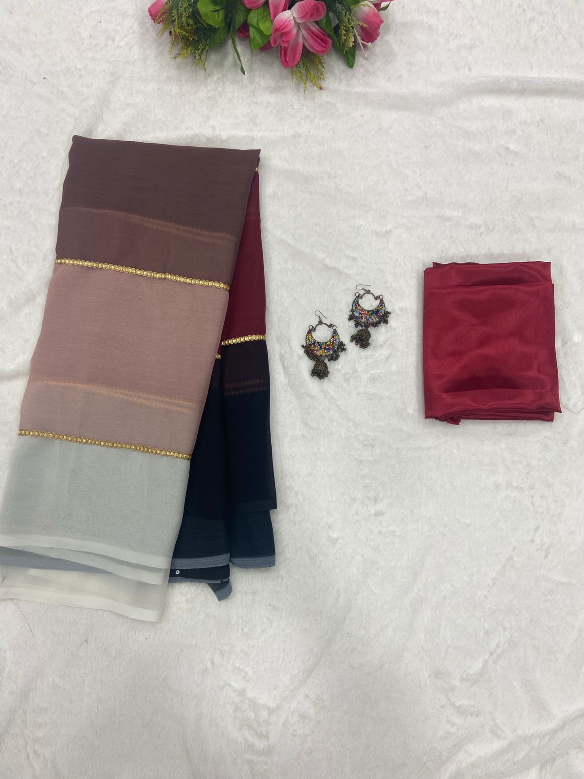 Triple Hue - Smooth Georgette Saree