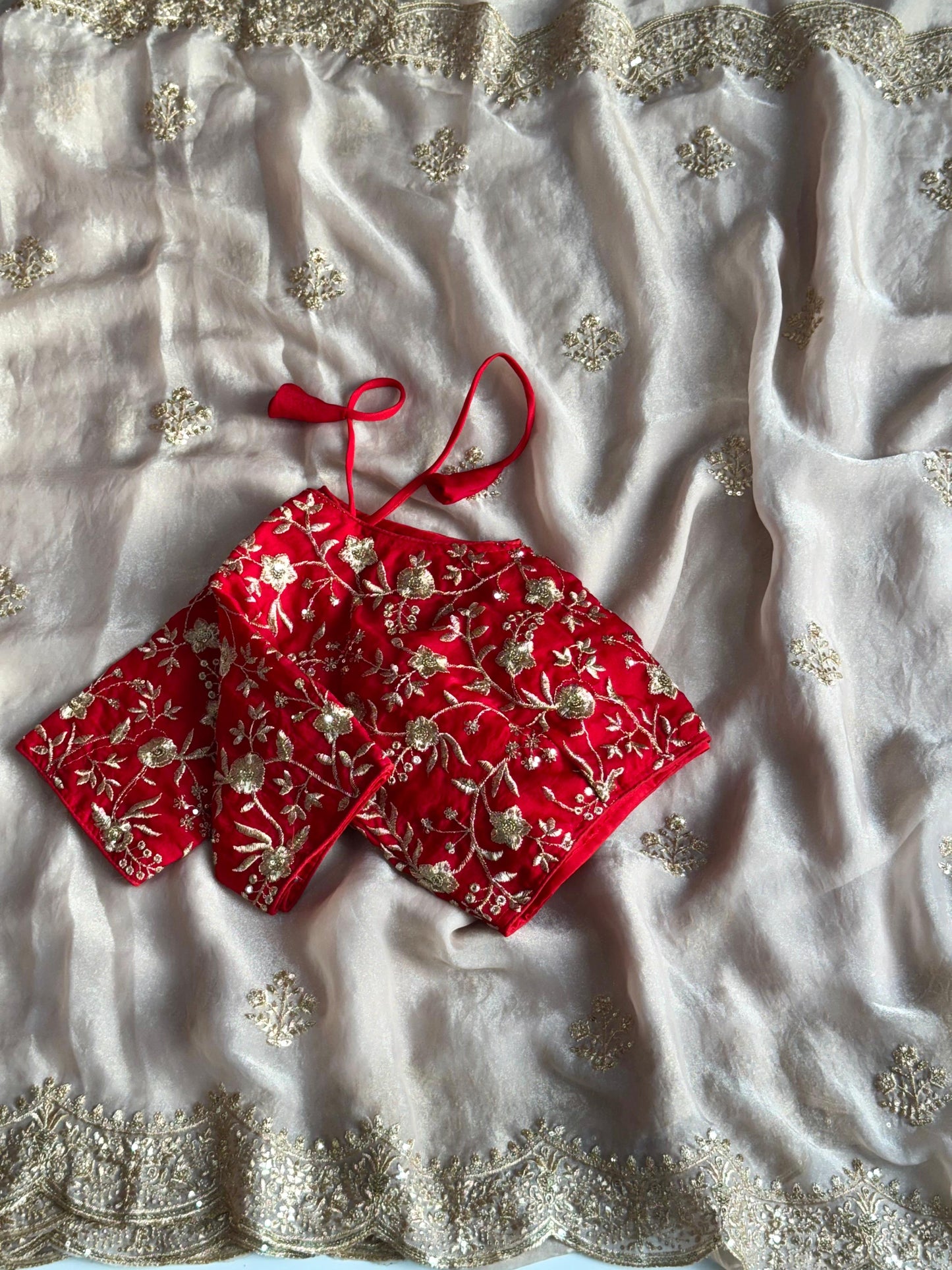 Ivory Flame - Moss Fabric | Stitched Blouse