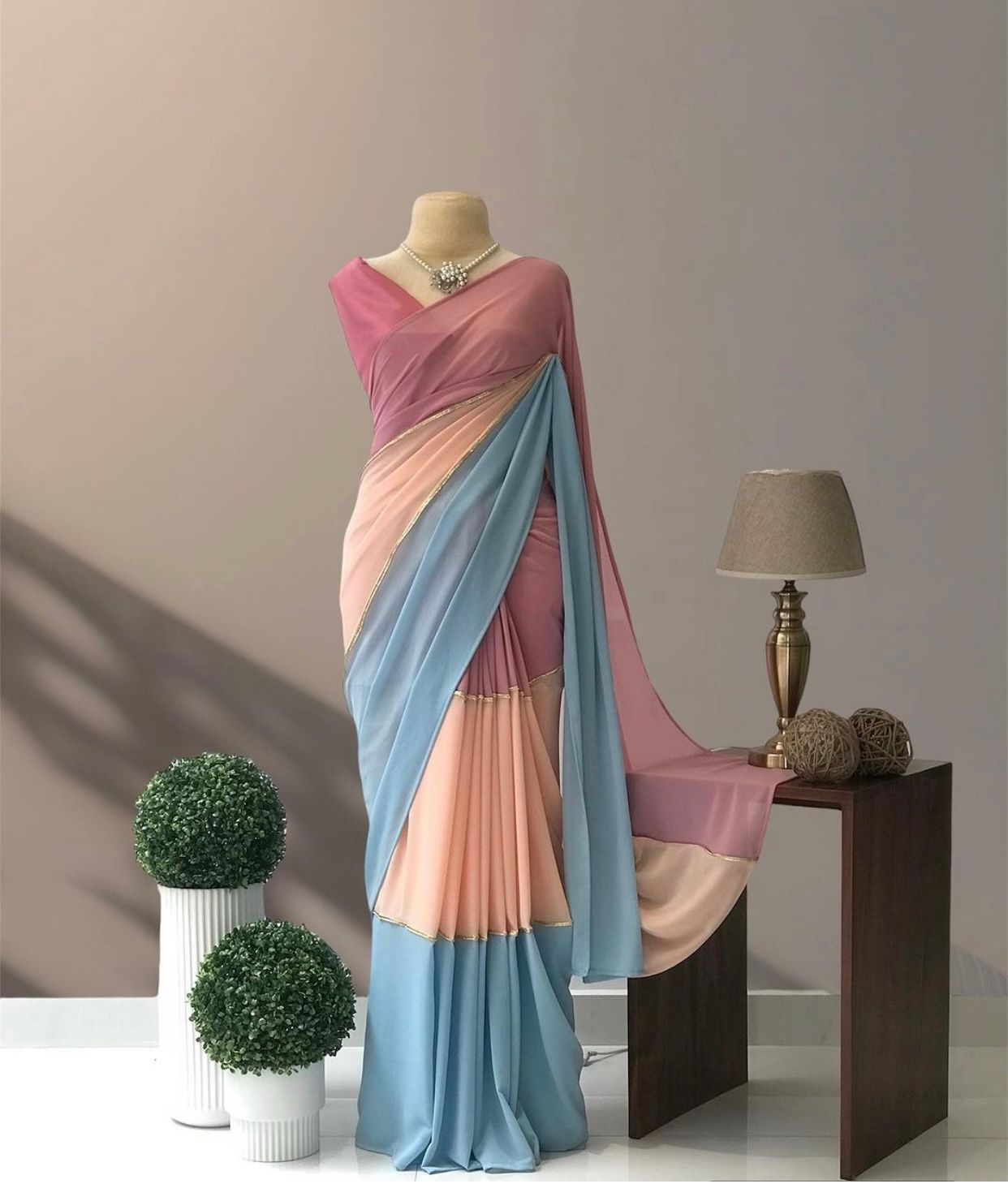 Triple Hue - Smooth Georgette Saree