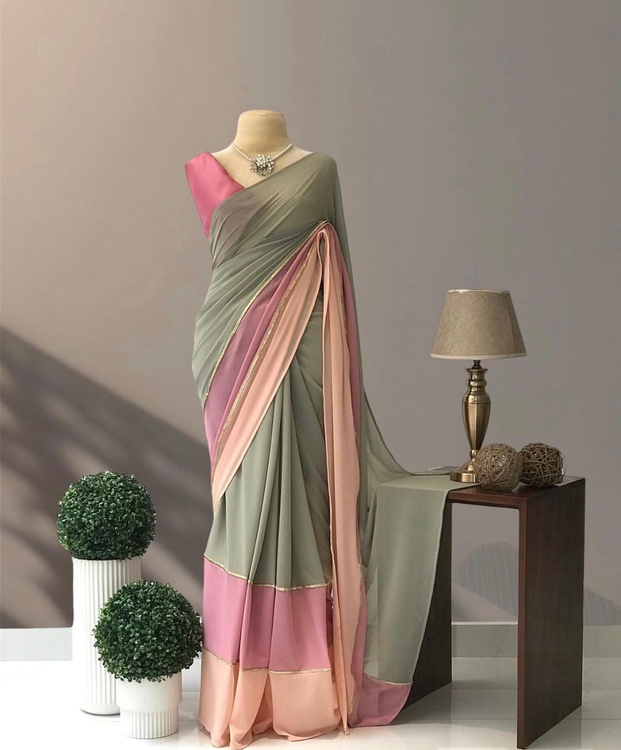 Triple Hue - Smooth Georgette Saree