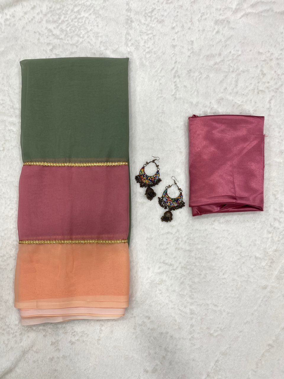 Triple Hue - Smooth Georgette Saree