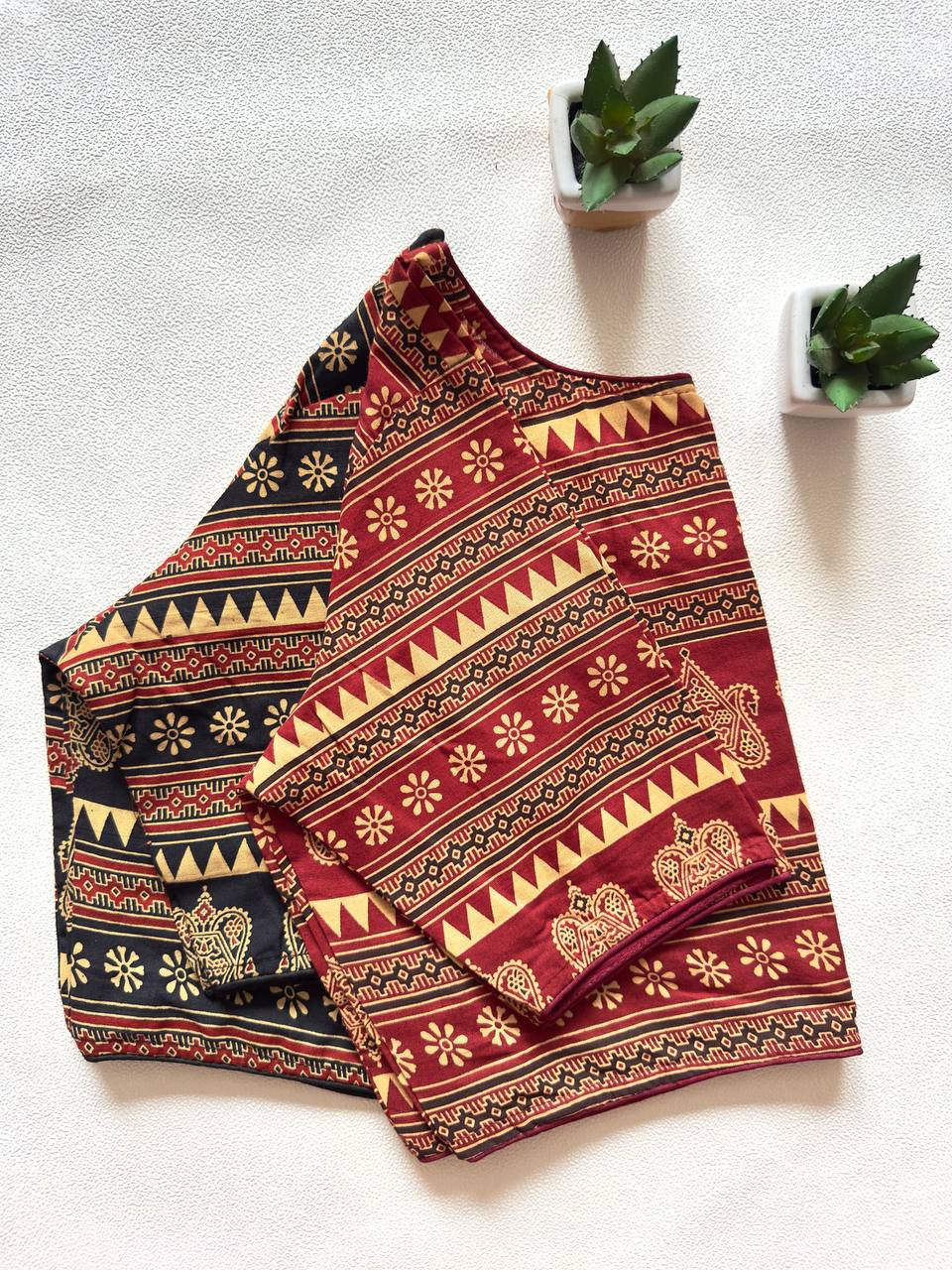 Ajrak Handblock Cotton Blouse