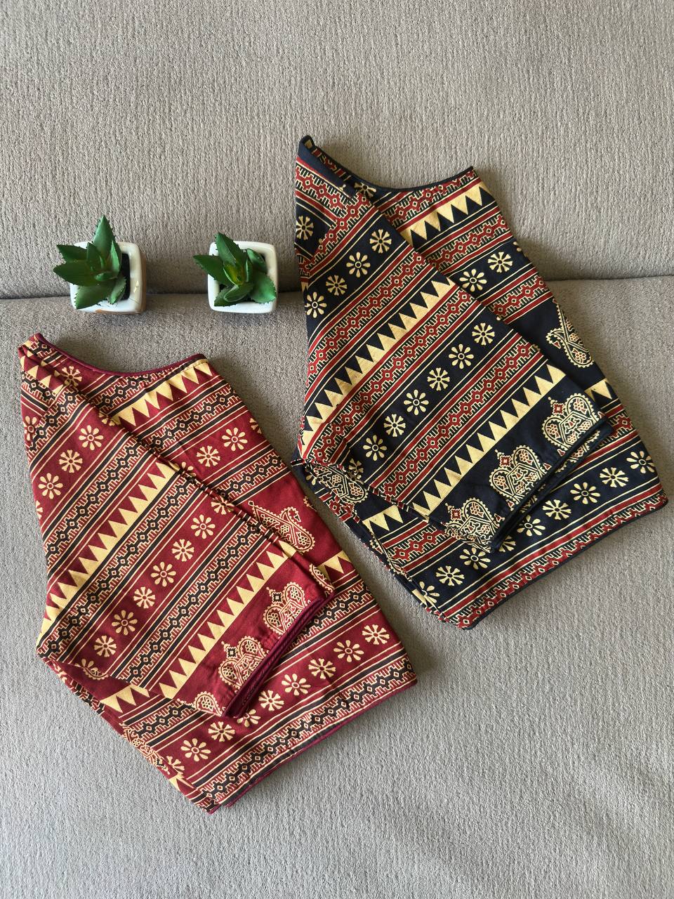 Ajrak Handblock Cotton Blouse