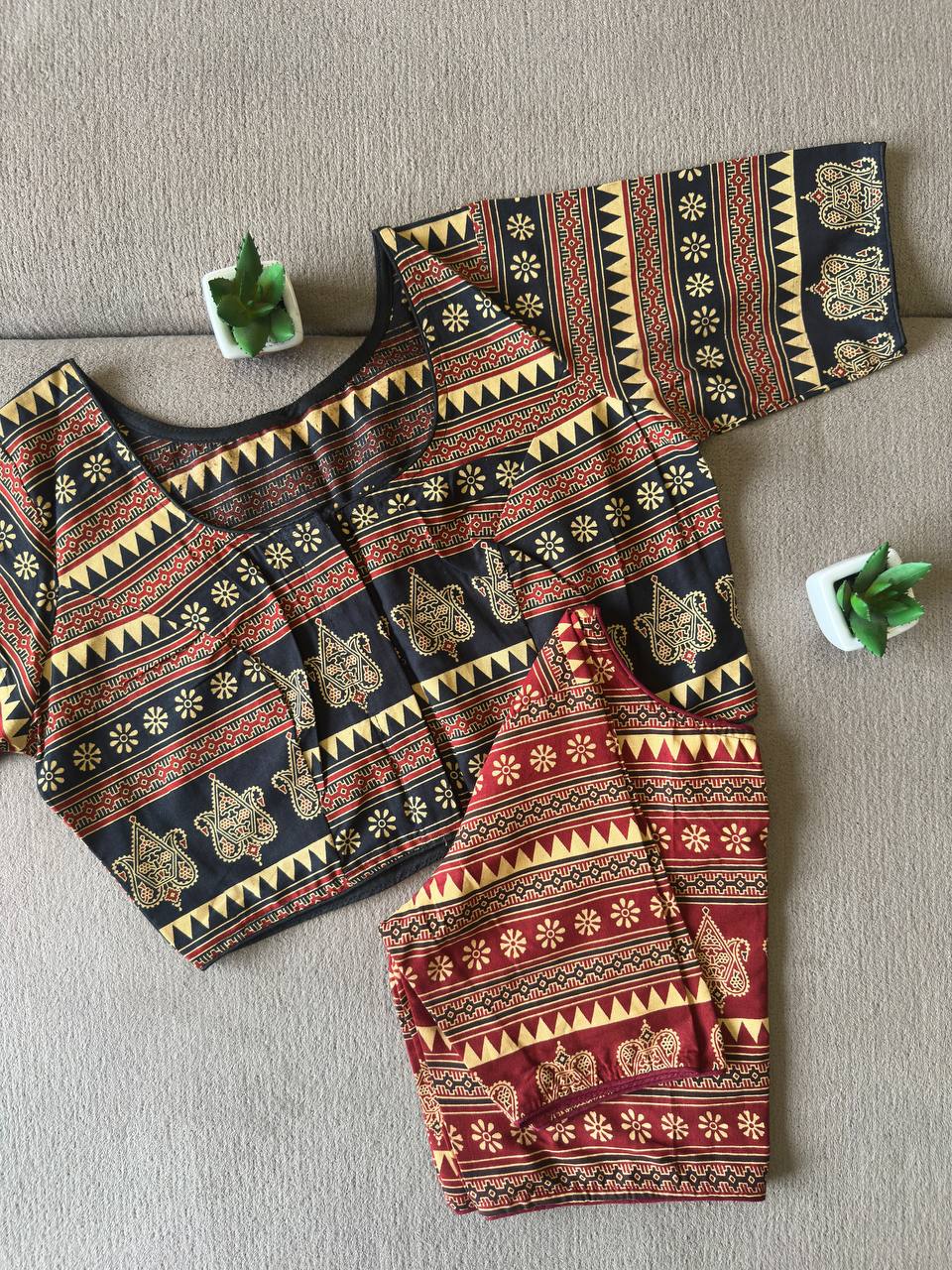 Ajrak Handblock Cotton Blouse