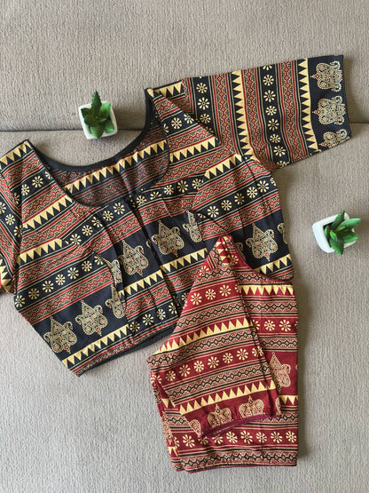 Ajrak Handblock Cotton Blouse