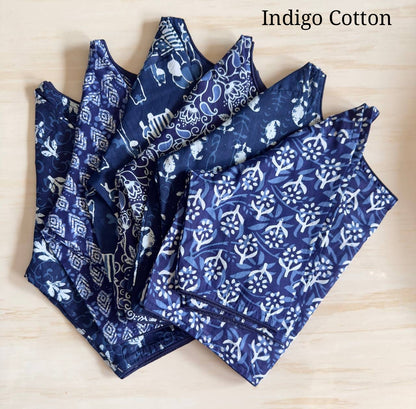 Bagru Indigo - Handblock Cotton Blouse