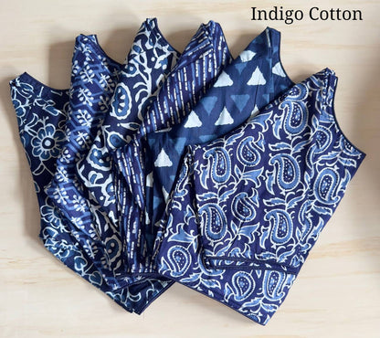 Bagru Indigo - Handblock Cotton Blouse