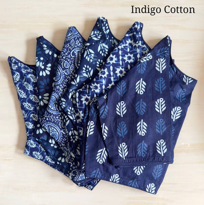 Bagru Indigo - Handblock Cotton Blouse