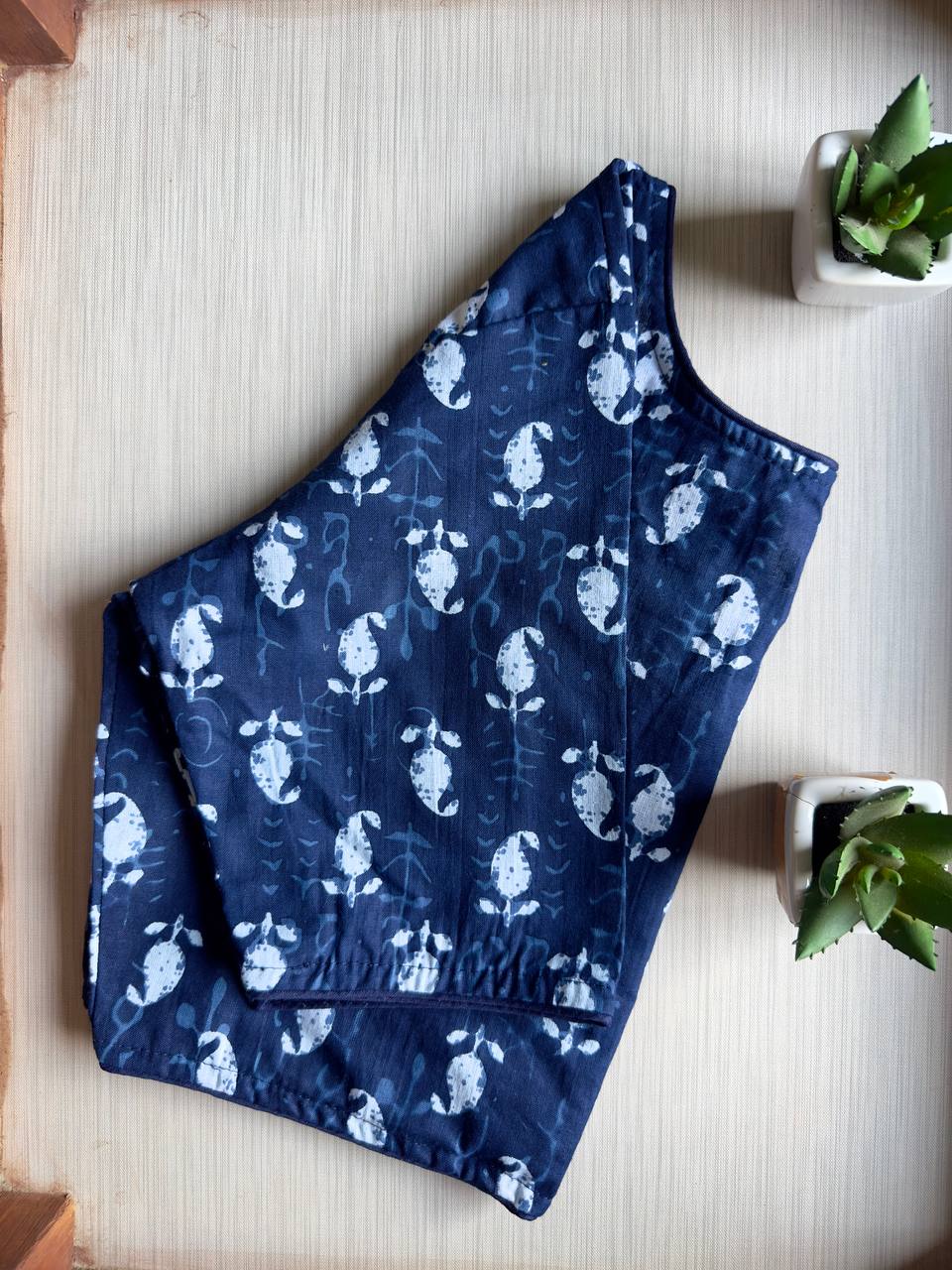 Bagru Indigo - Handblock Cotton Blouse