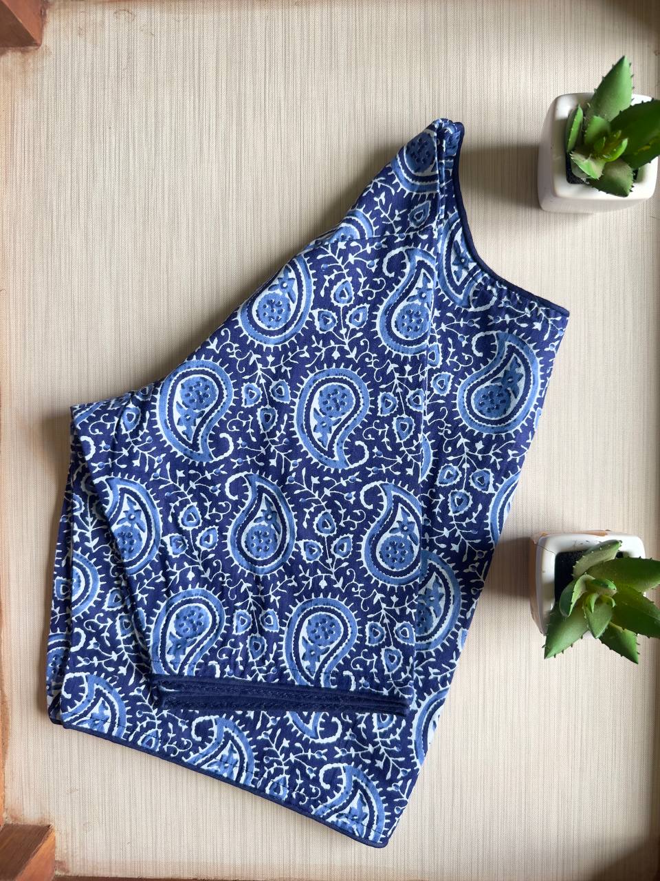 Bagru Indigo - Handblock Cotton Blouse