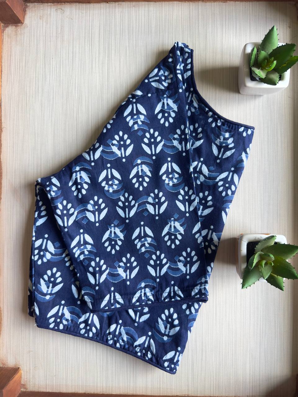 Bagru Indigo - Handblock Cotton Blouse