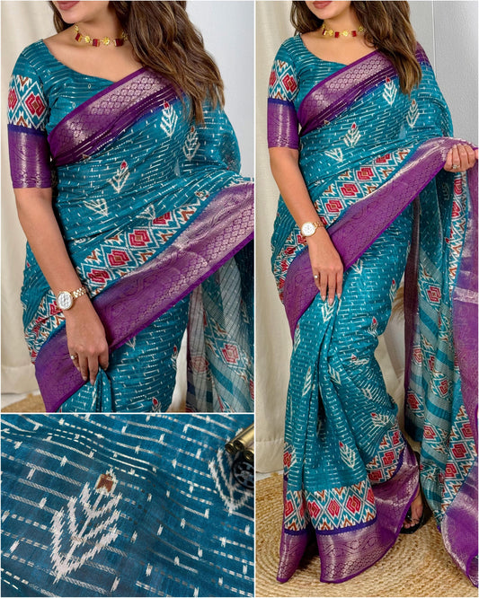 Raga - Muslin Cotton Zari Jacquard Saree
