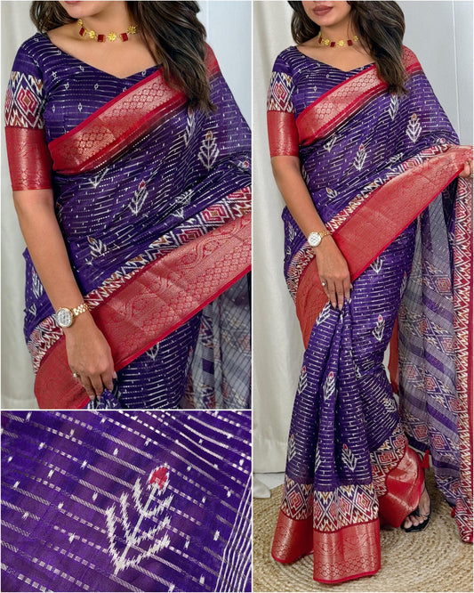 Raga - Muslin Cotton Zari Jacquard Saree
