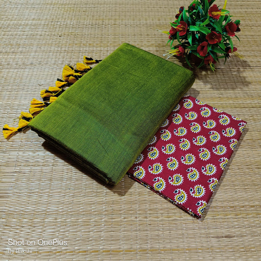 Mullai - Khadi Cotton Saree with blouse