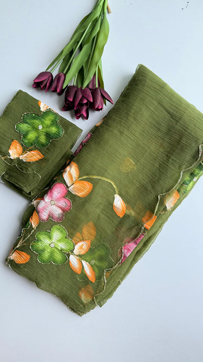 Zahra - Chiffon Crush Saree