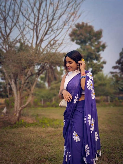 Daisy - khadi cotton hand print saree