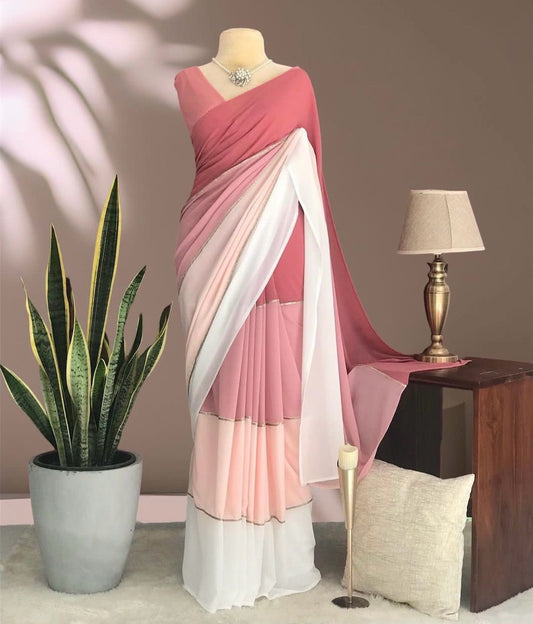 Triple Hue - Smooth Georgette Saree
