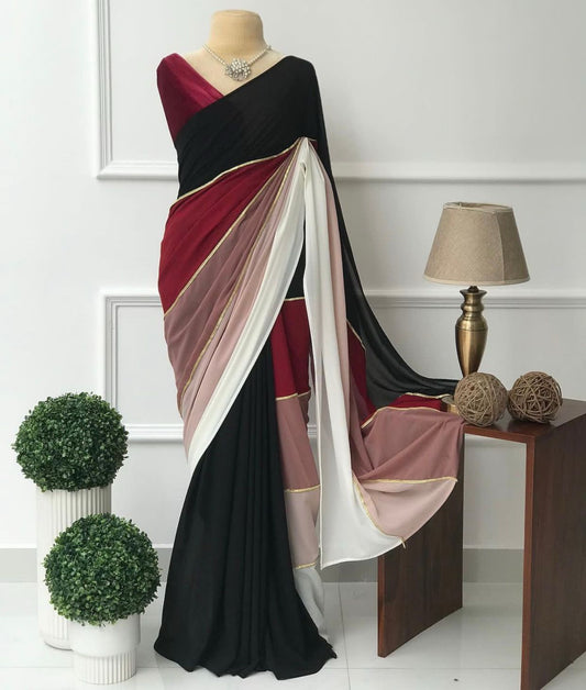Triple Hue - Smooth Georgette Saree