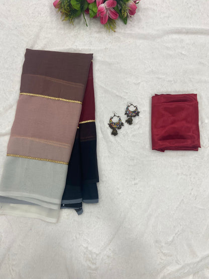 Triple Hue - Smooth Georgette Saree
