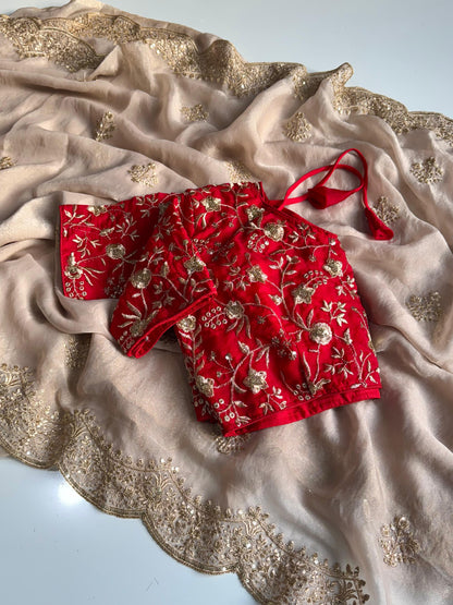 Ivory Flame - Moss Fabric | Stitched Blouse