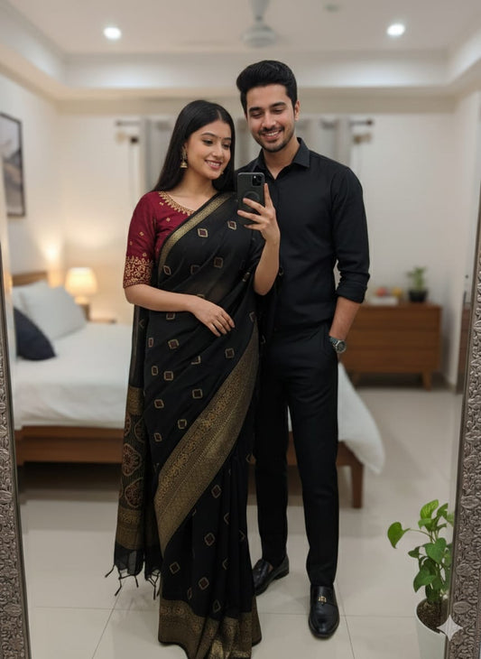 Black Beauty - Bamber viscose saree