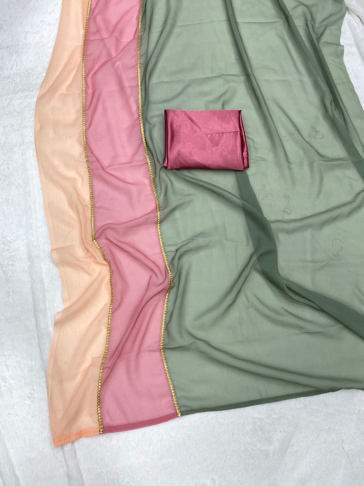 Triple Hue - Smooth Georgette Saree