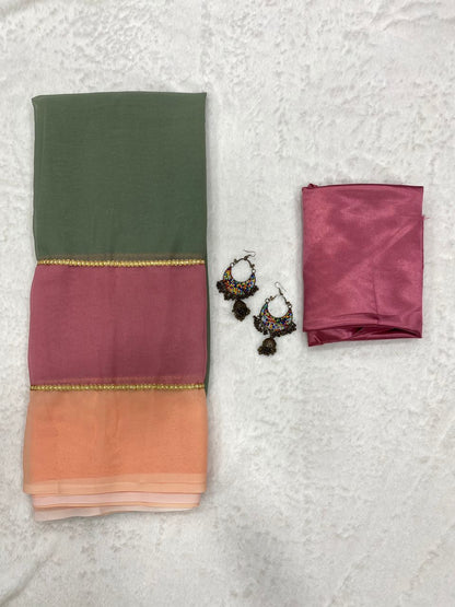 Triple Hue - Smooth Georgette Saree