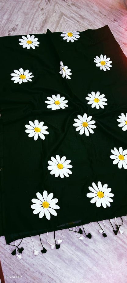 Daisy - khadi cotton hand print saree